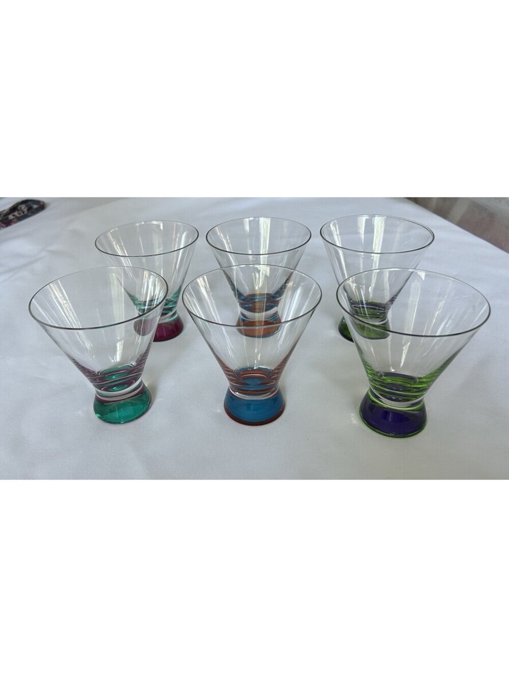Vintage Set Of 6 Dansk Spectra Cocktail Martini Glasses Multicolor EUC Y2K 90s